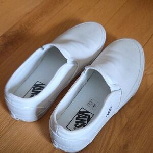 Vans Classic White Canvas Slip-Ons